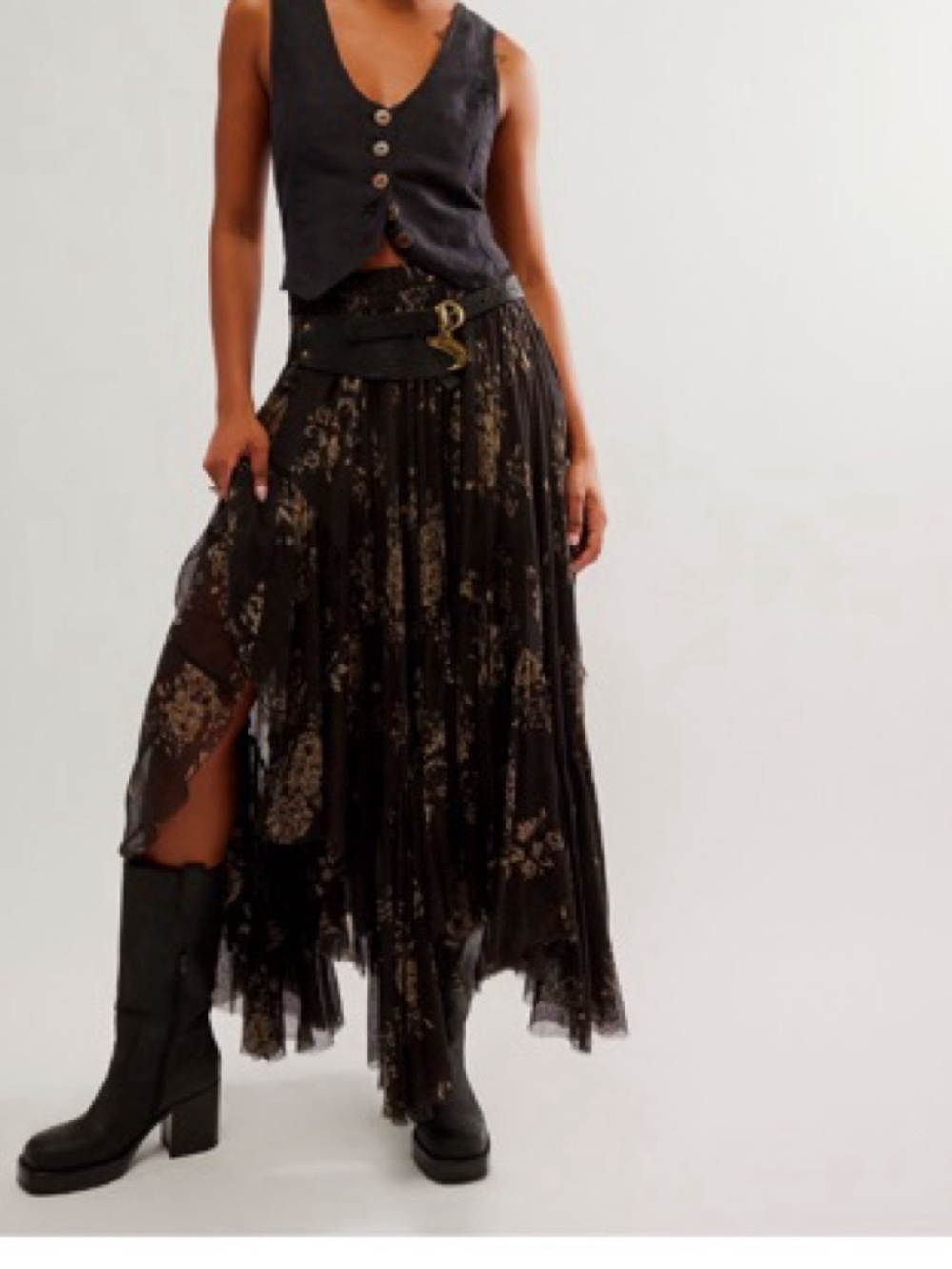 FP One free people Printed Clover Skirt black L